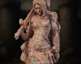 Giant Slayer Heroine Model Kit | Female Barbarian Warrior Triumphs Over Behemoth | By Nerikson