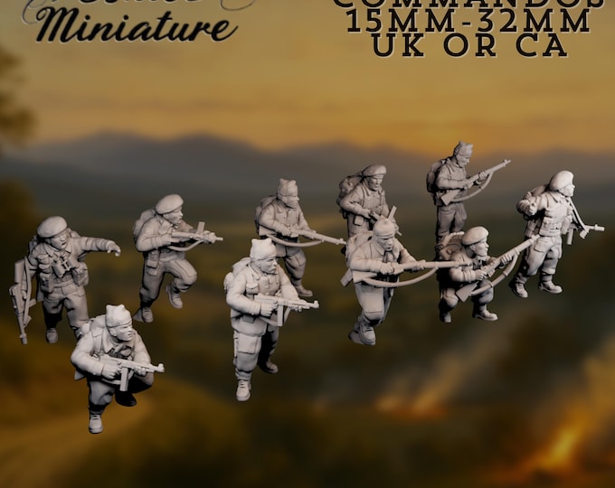 World War II Commandos | 15mm–32mm Allied Special Forces Miniatures | UK or Canadian Troops | by Eskice Miniatures