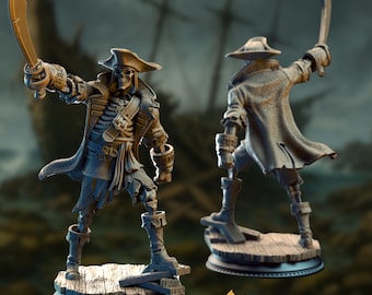 Undead Pirate Captain Miniature | Rusted Blade, Ghost Crew by DM Stash