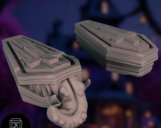 Mimic Coffin Mini Set | Undead Monster Terrain Miniatures | Creeping Dungeon Horror | By Nafarrate Designs