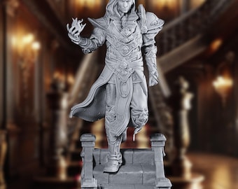 Human Sorcerer Mini | Noble Lord Wizard | Elf Warlock Miniature | Fireball Wizard | Unpainted Mini | 32 mm, 40 mm, 54 mm, 75 mm | DM Stash