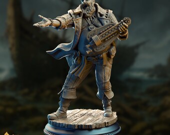 Pirate Bard Mini | Male Pirate with Hurdy-Gurdy | DM Stash Swashbuckler Musician Miniature