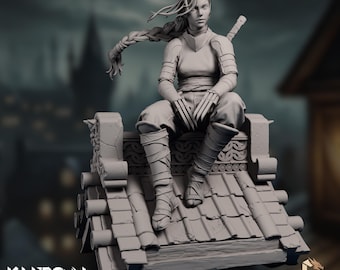 Rooftop Assassin Model Kit | Female Ninja Miniature | Collector Display | 1:10 Scale Resin | Kuton