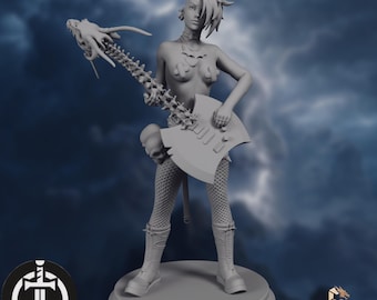 SFW/NSFW Punk Rocker Girl Mini | Sexy Female Bard with Guitar | By Broken Swords