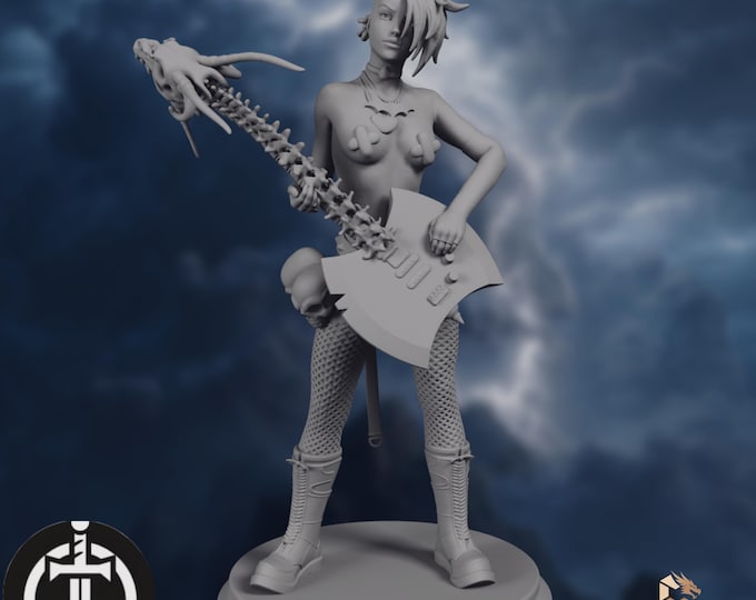 SFW/NSFW Punk Rocker Girl Mini | Sexy Female Bard with Guitar | By Broken Swords