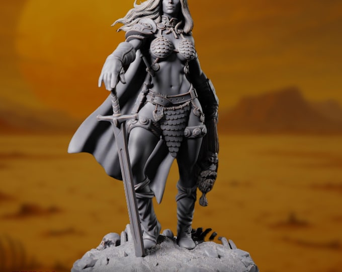 Female Fighter Miniature | Wasteland Warrior Queen Mini with Severed Head | By Primal Collectibles