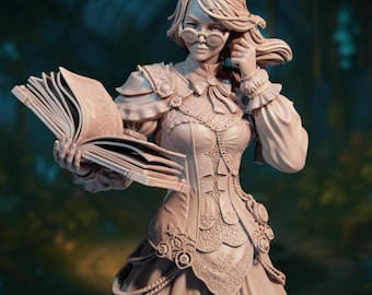 Fantasy Librarian Resin Model Kit | 140mm Female Wizard Scholar Statue | High Detail Display Model | By Nerikson