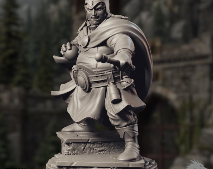 Human Eldritch Knight Mini | Human Warlord Miniature | Cloaked Hero or NPC | By Primal Collectibles