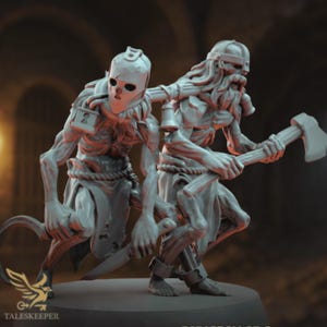 Dungeon Enforcer Zwillinge Mini | Bügelbild Axtträger und Sichelträger Miniatur | Von Tales keeper