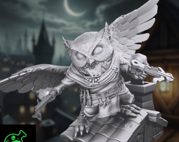 Owlin Rogue Thief Mini | Owl Assassin Mastermind Miniature | By TPK Labs
