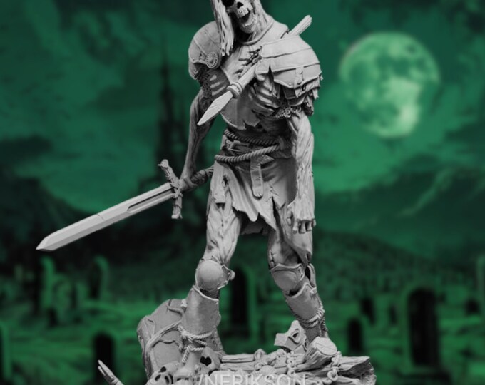 Zombie Fighter Mini | Skeleton Fighter Miniature | Tomb Walker Mini | By Nerikson