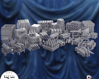 Military Warehouse Terrain | Modern Armory Scatter Set | 28mm 32mm Wargaming Scenery | Tiny Furniture