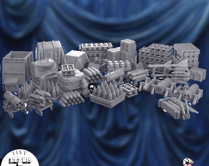Military Warehouse Terrain | Modern Armory Scatter Set | 28mm 32mm Wargaming Scenery | Tiny Furniture