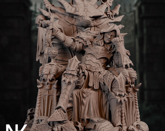 Fallen Prince on Throne Mini | Dark Prince on Skeletal Throne | Gothic Court NPC | By Nerikson