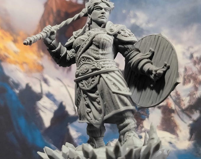 Dwarven Female Cleric  Miniature | Cleric of Battle | 3D Printed  Mini, Multiple Scale Options | By DM Stash