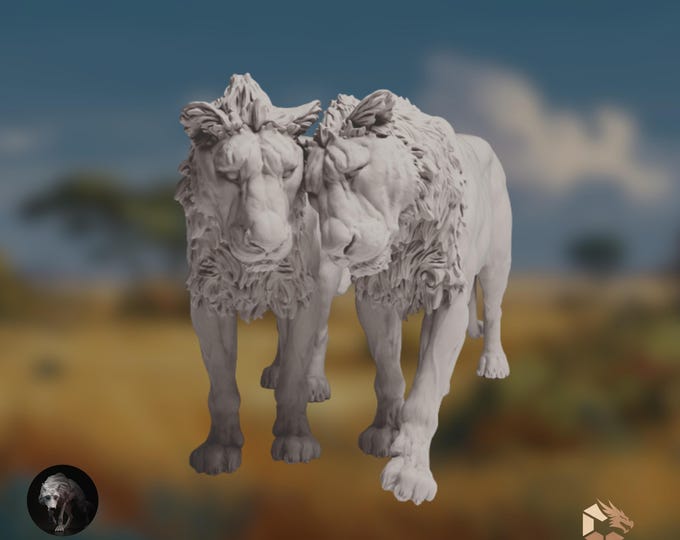 Cuddling Lions Model | Wildlife Pair Sculpture | Resin Display for Painters | By Animal Den Miniatures