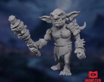 Miniatura de Goblin Bruiser | Guerreiro de resina de 32 mm com clava da Monster Atlas