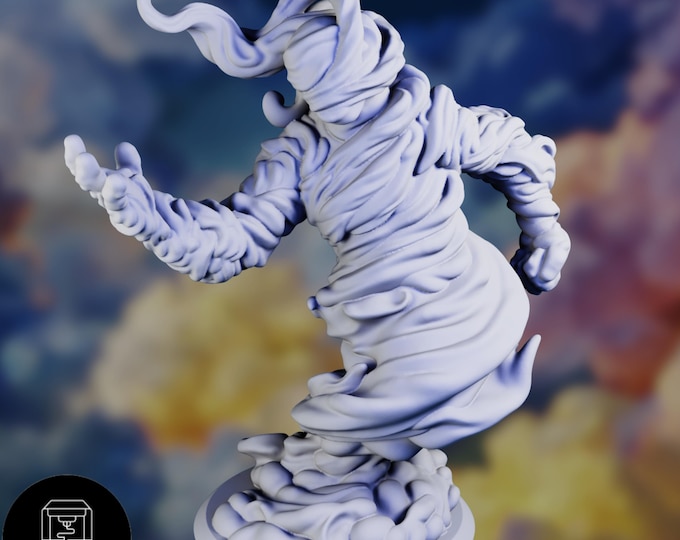 Air Elemental Monster Mini | Large Swirling Wind Spirit Miniature | Elemental NPC Boss | By Nafarrate Designs