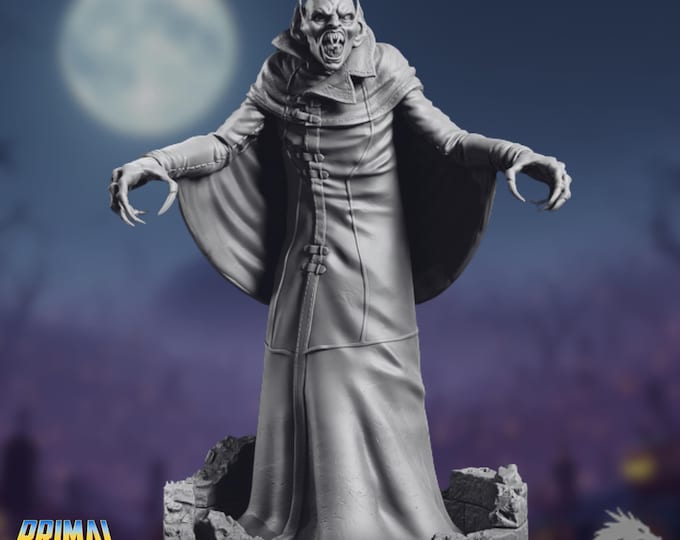 Elder Vampire Mini | Undead Noble Miniature | Gothic Horror Boss with Cloak | By Primal Collectibles