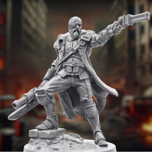 Cyberpunk Gunslinger Mini | Post-Apocalyptic Wasteland Outlaw Miniature | By Tales Keeper