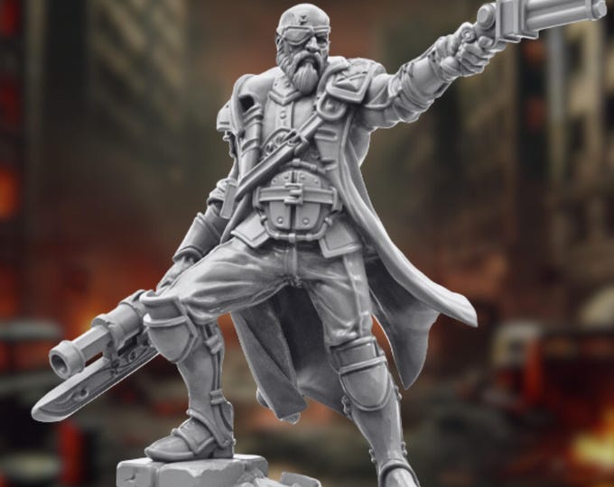 Cyberpunk Gunslinger Mini | Post-Apocalyptic Wasteland Outlaw Miniature | By Tales Keeper