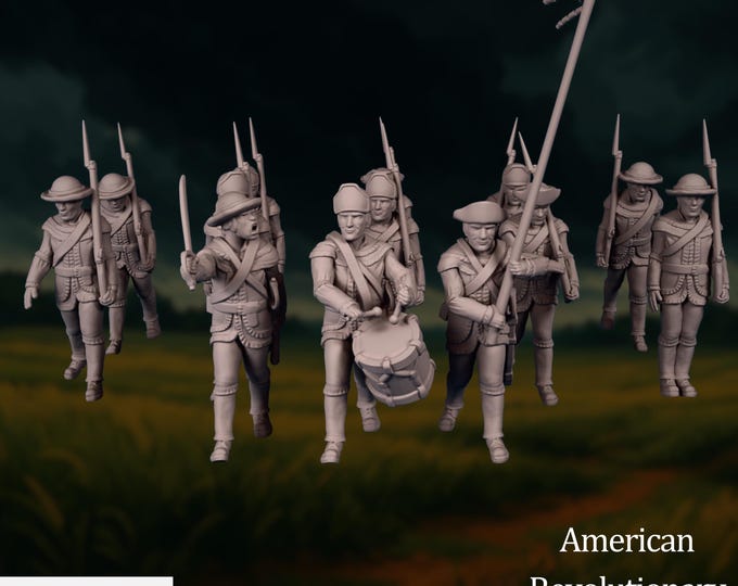 American Revolutionary War Infantry | 15mm 20mm 28mm 32mm Continental Army Miniatures | By Eskice