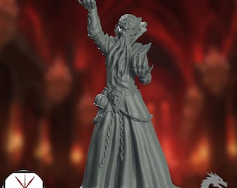 Chaos Warlock Mini | Eldritch Cultist Miniature | Dark Ritual Spellcaster Enemy | By Crosslances