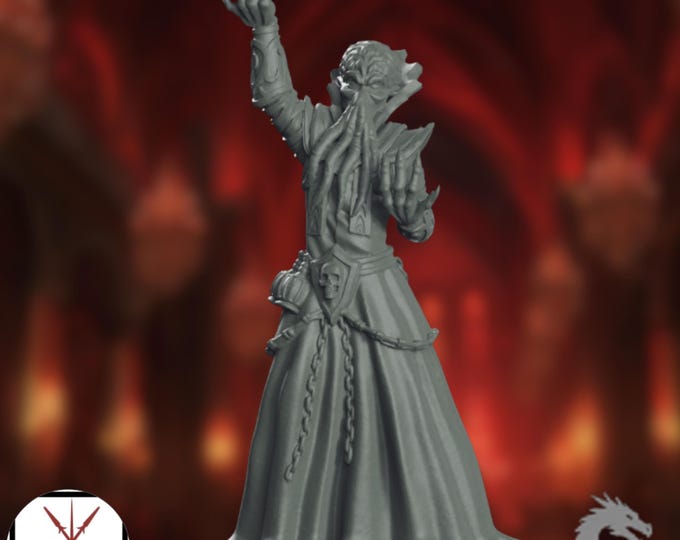 Chaos Warlock Mini | Eldritch Cultist Miniature | Dark Ritual Spellcaster Enemy | By Crosslances