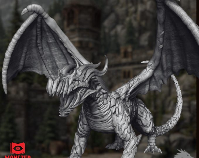 Flame Dragon Monster Mini | Huge Dragon Enemy | Fire-Breathing Boss Creature | By Monster Atlas
