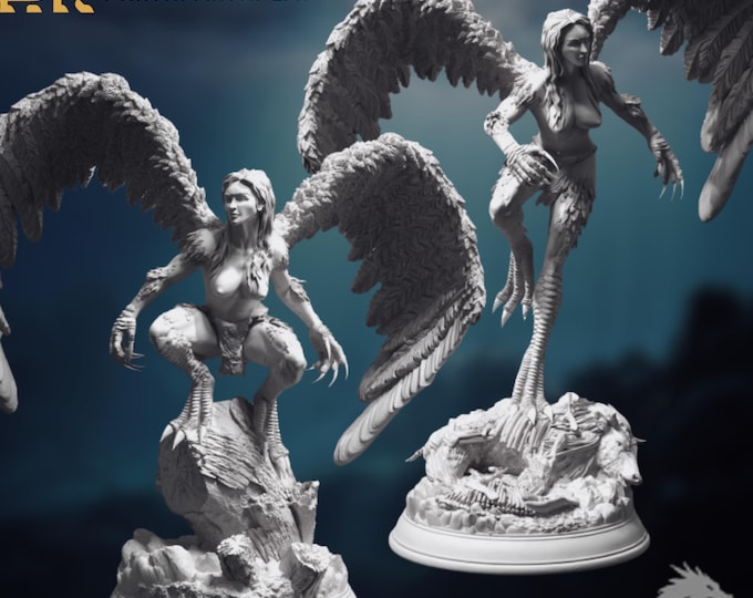 Harpy Miniatures Set | Flying Monster Miniatures | Winged Siren Creatures | By DM Stash