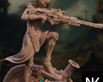 Sci-Fi Sniper Girl Resin Kit: Post-Apocalyptic Miniature (75mm/140mm Scale, Unpainted Model by Nerikson