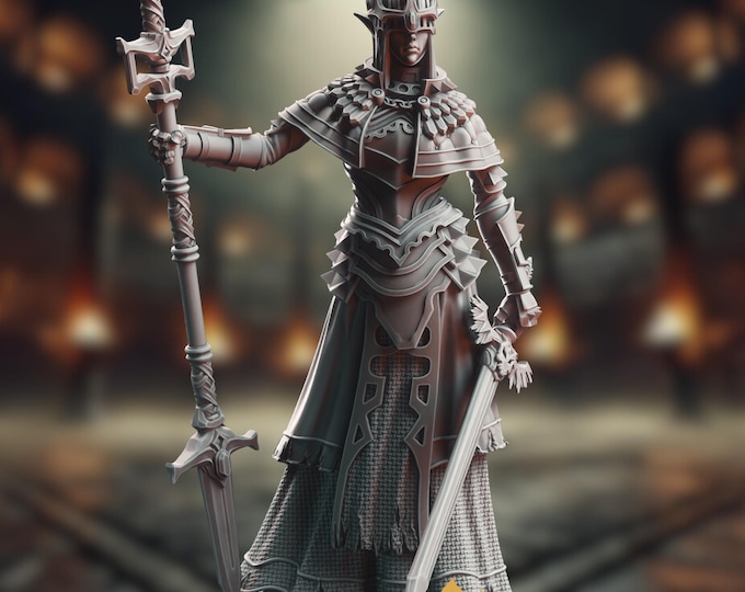 Female Eldritch Knight Fantasy Mini | Oath of the Crown Female Paladin TTRPG Miniature | By DM Stash