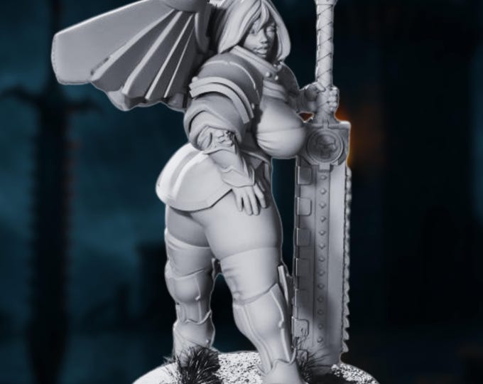 Jetpack Girl Sexy Pinup Mini | SFW and NSFW Options | Power Armored Angel Woman with Chainsword | By Gaz Mini's