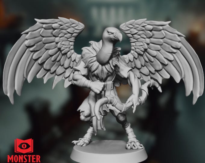 Ferocious Werevulture Mini | Winged Bird Monster Archer with Talons and Bow | By Monster Atlas