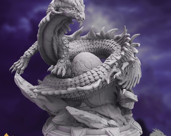Coiled Dragon Horror Mini | Legendary Egg Guardian Monster Miniature | DM Stash
