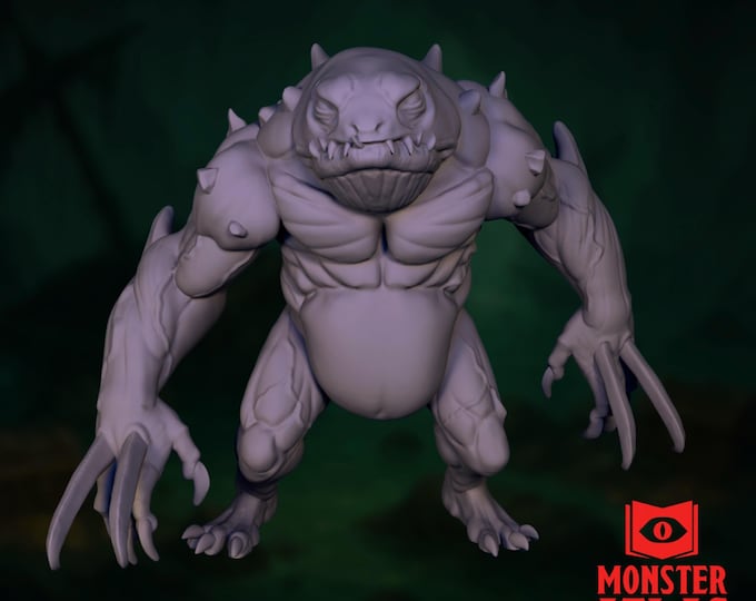 Blue Slaad Monster Mini | Aberrant Frog Monster Miniature | Large 32mm Enemy NPC | By Monster Atlas