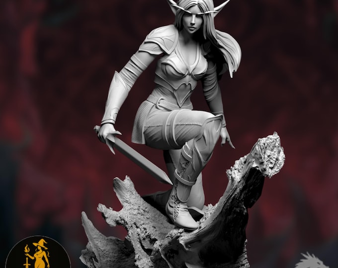 Female Elven Bladesinger Mini | Sexy Female Fighter with NSFW Option | RPG Miniature by 3Darts