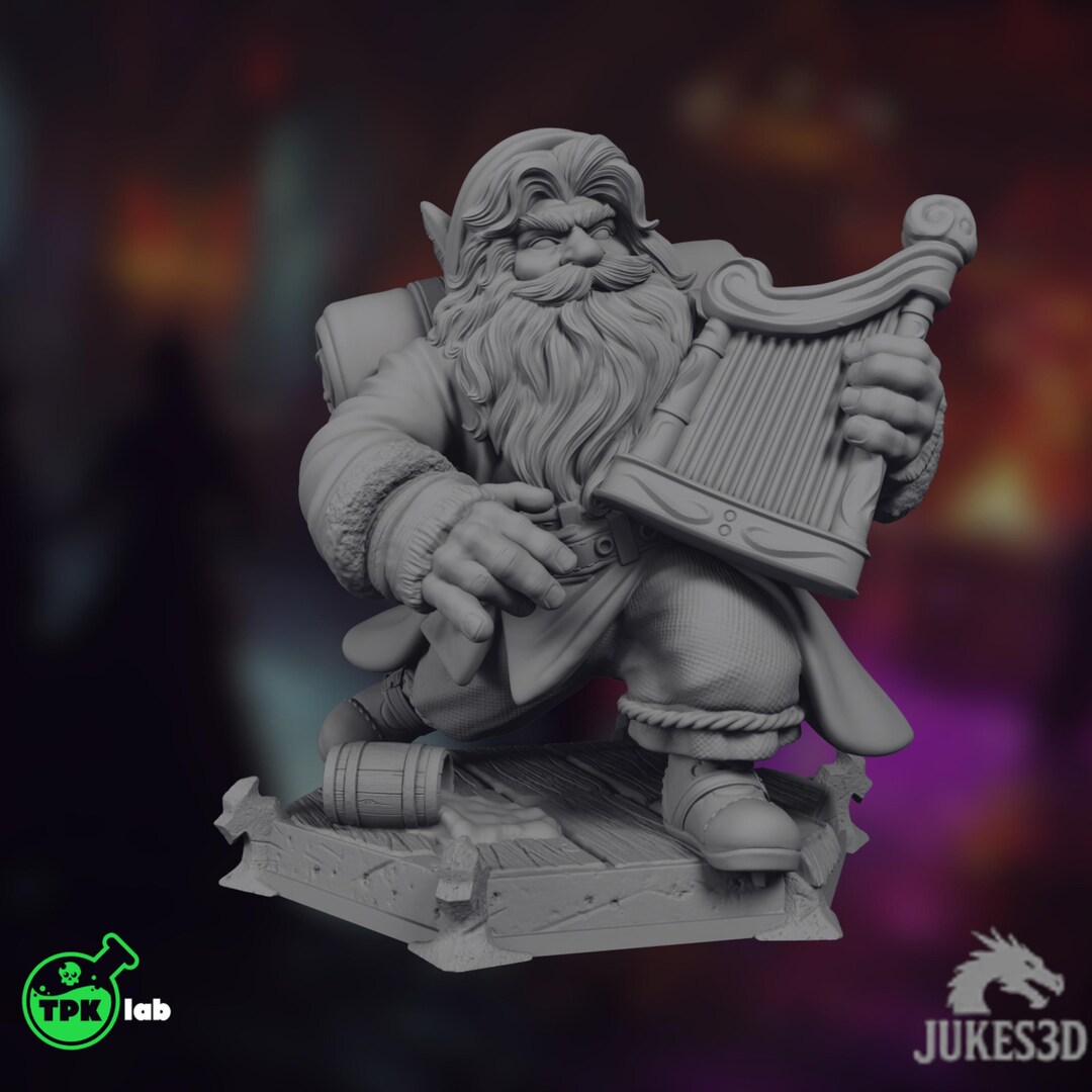 Dwarf Bard Mini | Lore Bard Miniature | Musician With Lute and Pack ...
