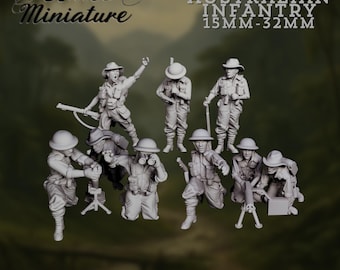 Australian WW2 Infantry Miniatures | Expanded Jungle Warfare Unit | 15mm–32mm Wargaming Miniatures | By Eskice Miniatures