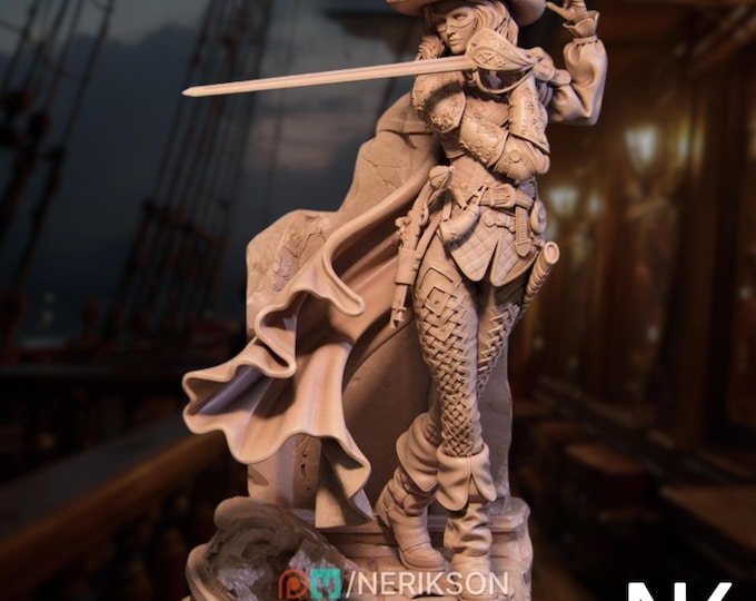 Female Musketeer Resin Model Kit | 75mm or 140mm Dueling Swordfighter Display Piece | By Nerikson