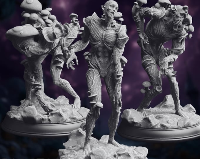 Mushroom Zombie Mini Set | Rotting Spore-Infected Thralls for Jungle or Cave Encounters | By DM Stash