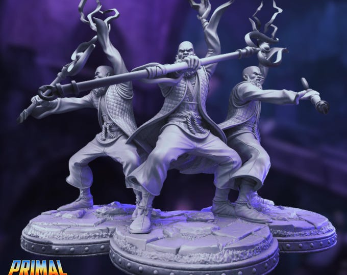 Bladesinger Wizard Miniature |  Martial Wizard with Arcane Staff Mini | By Primal Collectibles
