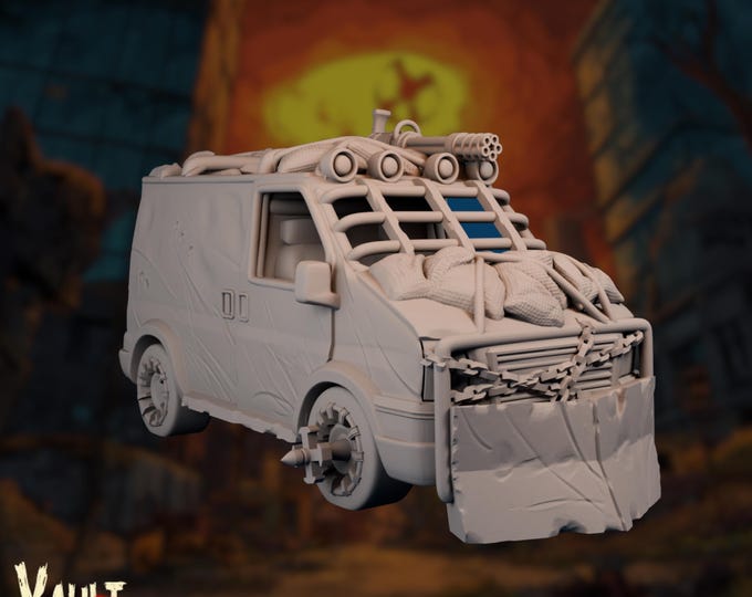 Killing Machine Survivor Van | Armored Apocalypse Vehicle Miniature | Zombie Campaign Terrain | By VaultZ