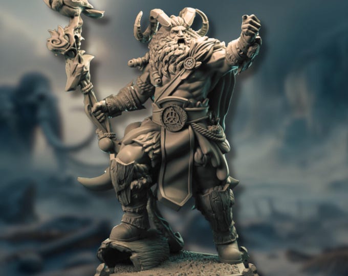 Storm Herald Barbarian Mini | Genasi Warrior  Miniature | By DM Stash