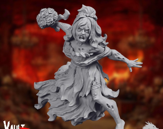 Zombie Bride Mini | Undead Horror Miniature | Cursed Wedding NPC | By VaultZ
