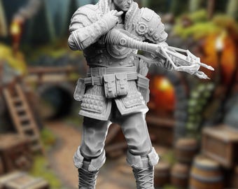 Human Mercenary  Mini | Veteran Fighter with Crossbow  Miniature | DM Stash