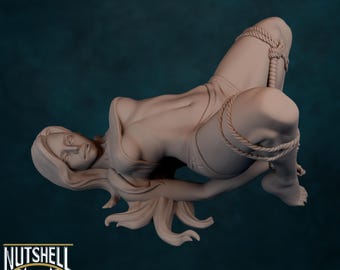 NSFW Bondage Girl Resin Model | Erotic Tied Female Figure | 1:20 Scale Fantasy Display | By Nutshell Atelier