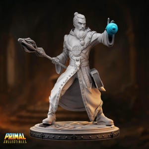 Battle Mage Mini | Evocation Wizard Sorcerer Miniature | By Primal Collectibles