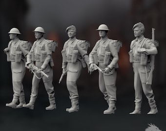 WWII British Infantry Mini Set | Commonwealth Soldiers | World War II Army Figures | By 3Dimontis