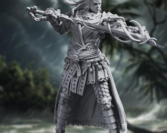 Yuan-Ti Fighter  Mini | Snakefolk Blademaster  Miniature | DM Stash